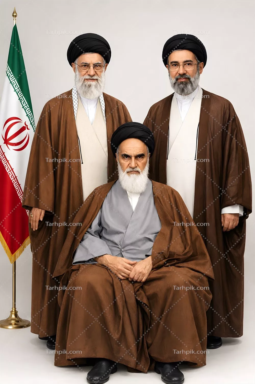 عکس رهبران جمهوری اسلامی ایران با پرچم ملی کشور