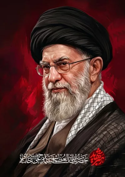 عکس پوستر گرافیکی آیت الله سید علی خامنه ای رهبر شهید