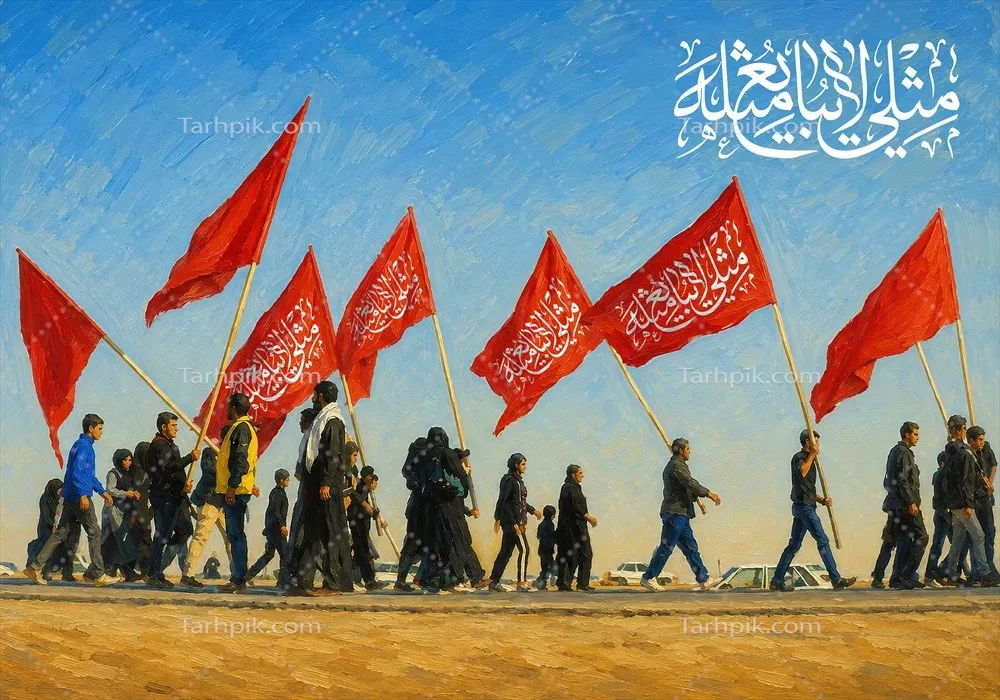 عکس پوستر گرافیکی پیادهروی اربعین: نمادی از عشق و ارادت به امام حسین (ع)