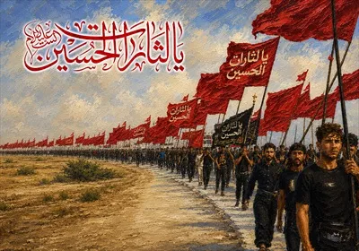 عکس پوستر پیاده‌روی اربعین با متن یالثارات الحسین برای تقویت پیام عاشورا