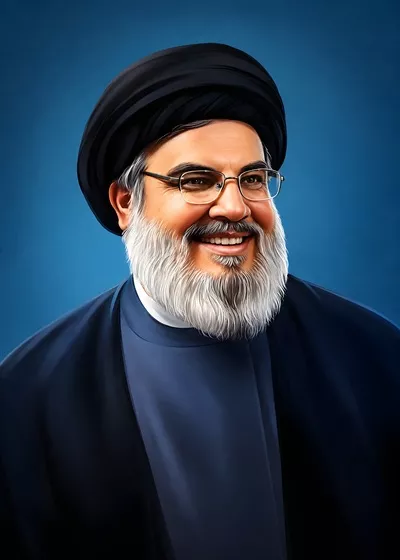 عکس با کیفیت سید حسن نصرالله، رهبر حزب الله لبنان