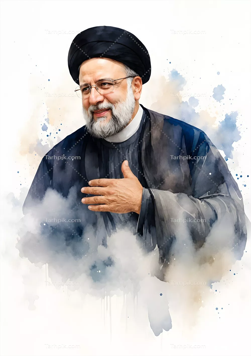 عکس شهادت سید ابراهیم رئیسی آبرنگی
