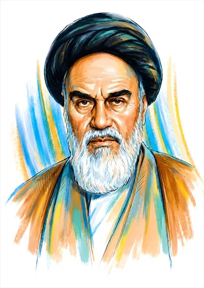 عکس پوستر گرافیکی شامل نقاشی از امام خمینی با طراحی منحصر به فرد
