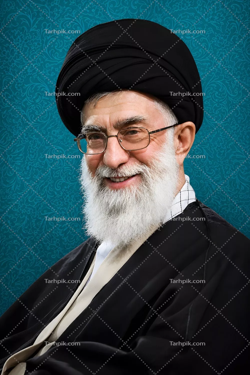عکس تصویر با کیفیت بالا از آیتالله سید علی خامنهای با لبخند دلنشین