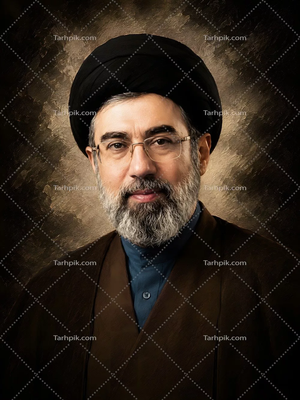 عکس تصویر سید مجتبی خامنهای با پسزمینه تیره و جذاب
