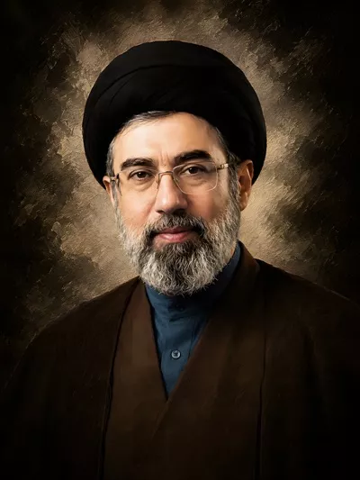 عکس تصویر سید مجتبی خامنهای با پسزمینه تیره و جذاب