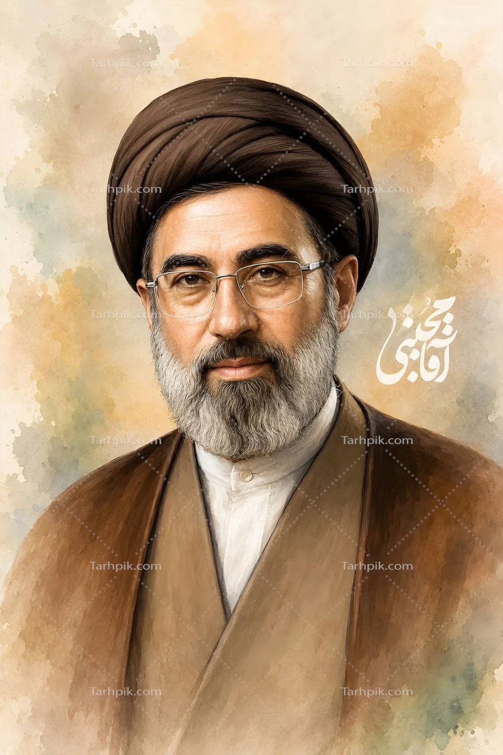 عکس پوستر گرافیکی آماده چاپ از سید مجتبی خامنهای با طراحی منحصر به فرد