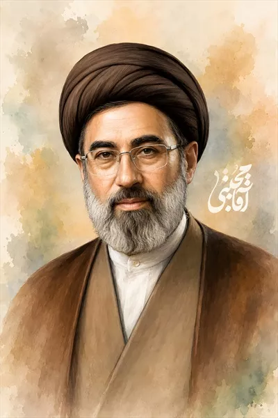 عکس پوستر گرافیکی آماده چاپ از سید مجتبی خامنهای با طراحی منحصر به فرد