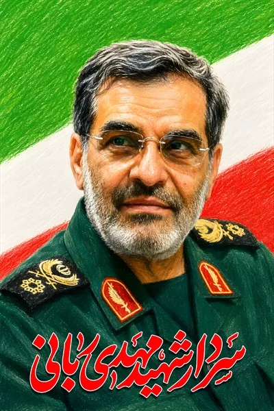 عکس پوستر شهید مهدی ربانی با پرچم ایران - نمادی از افتخار و مقاومت
