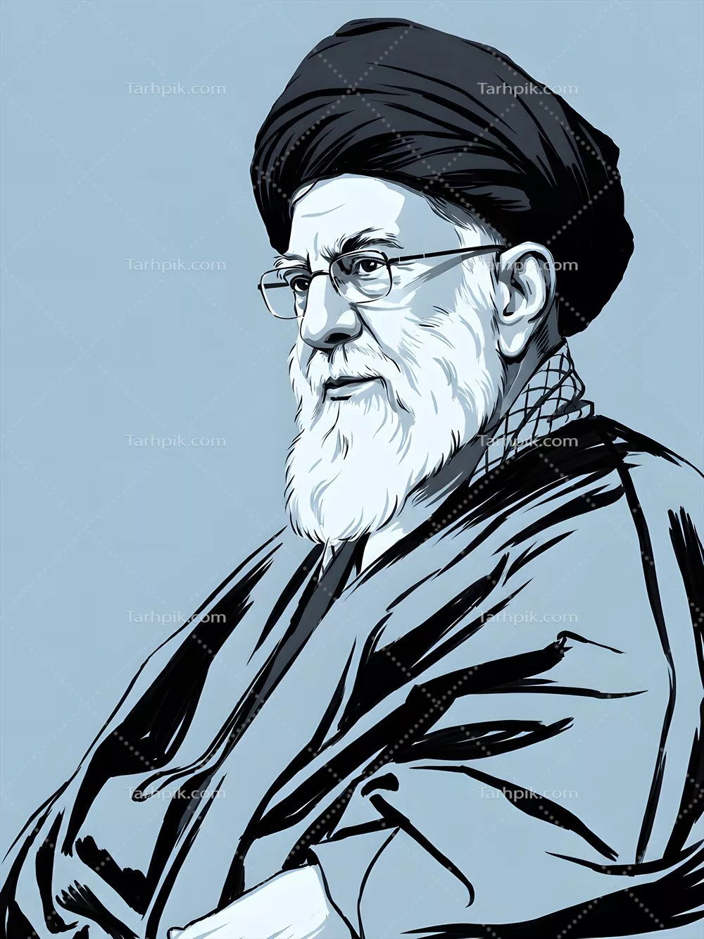 عکس پرتره گرافیکی آیت الله علی خامنه ای با جزئیات منحصر به فرد