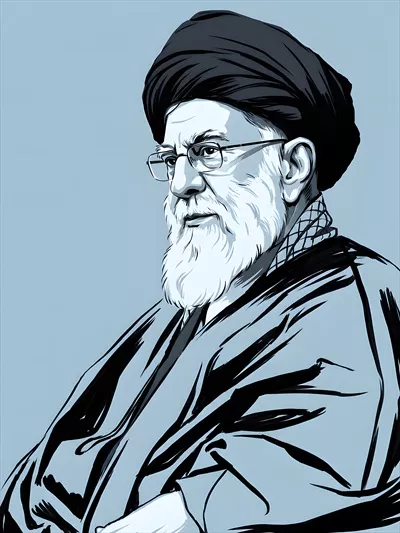 عکس پرتره گرافیکی آیت الله علی خامنه ای با جزئیات منحصر به فرد