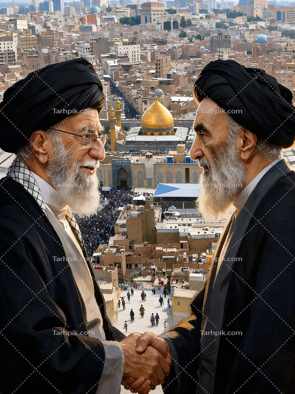 عکس آیت الله خامنه ای و آیت الله سیستانی: دو شخصیت برجسته ی دینی و سیاسی ایران