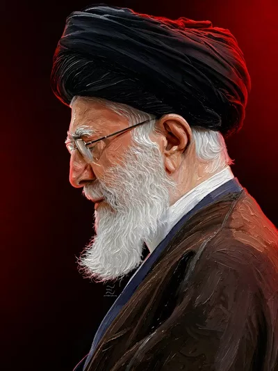 عکس آیت‌الله سیدعلی خامنه‌ای آقای شهید ایران با پس‌زمینه قرمز