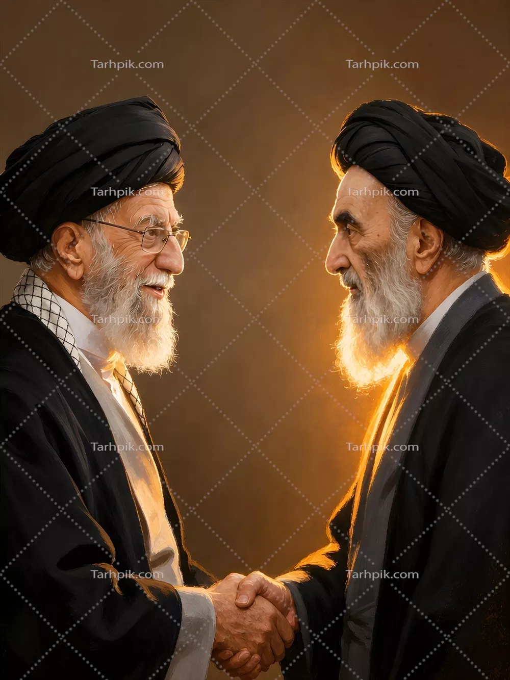 عکس آیت الله سیستانی و آیت الله خامنه‌ای با کیفیت عالی