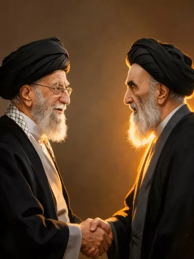 عکس آیت الله سیستانی و آیت الله خامنه‌ای با کیفیت عالی