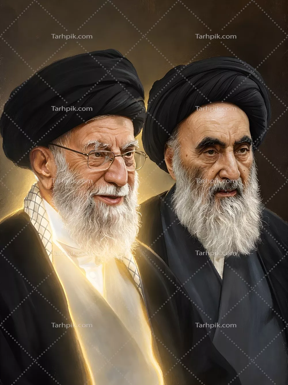 عکس رهبر شهید آیت‌الله سید علی خامنه ای و آیت الله سیستانی