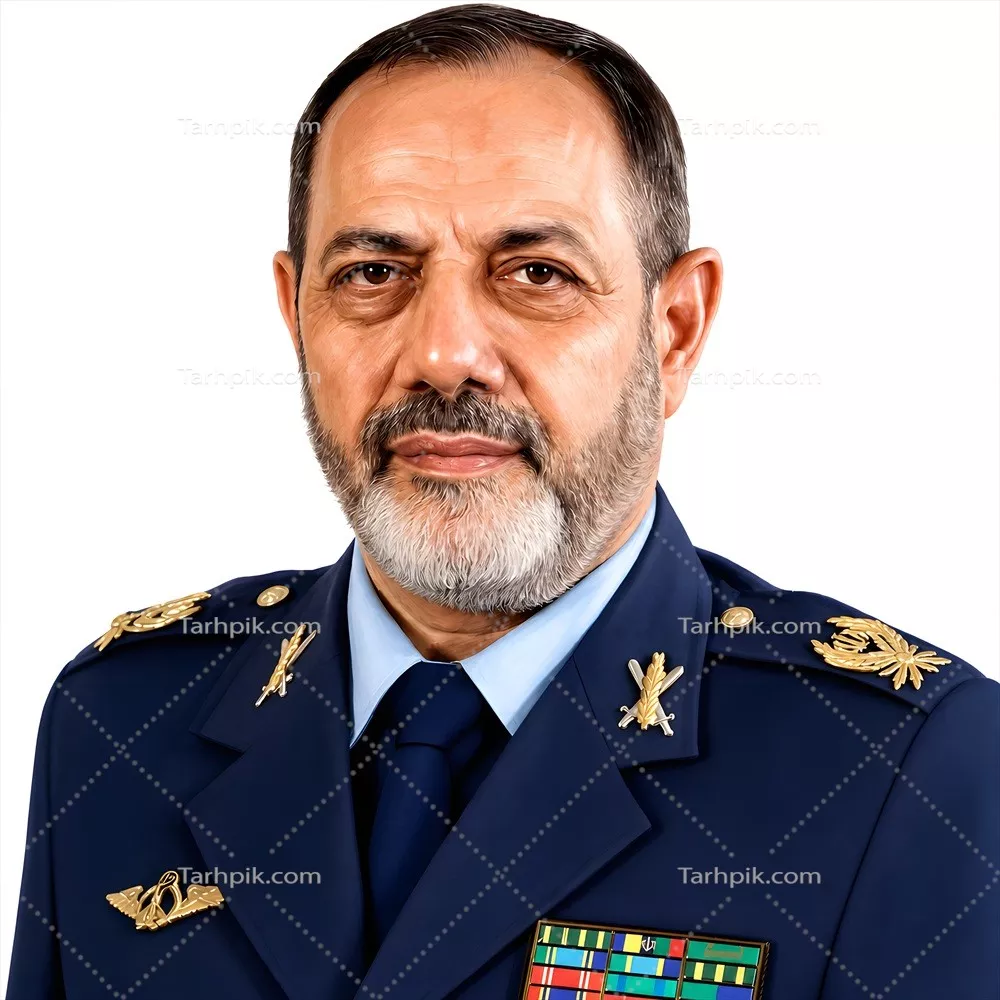 عکس سردار شهید عزیز نصیرزاده با پس زمینه سفید ساده