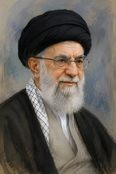 عکس نقاشی شهید سید علی خامنه‌ای
