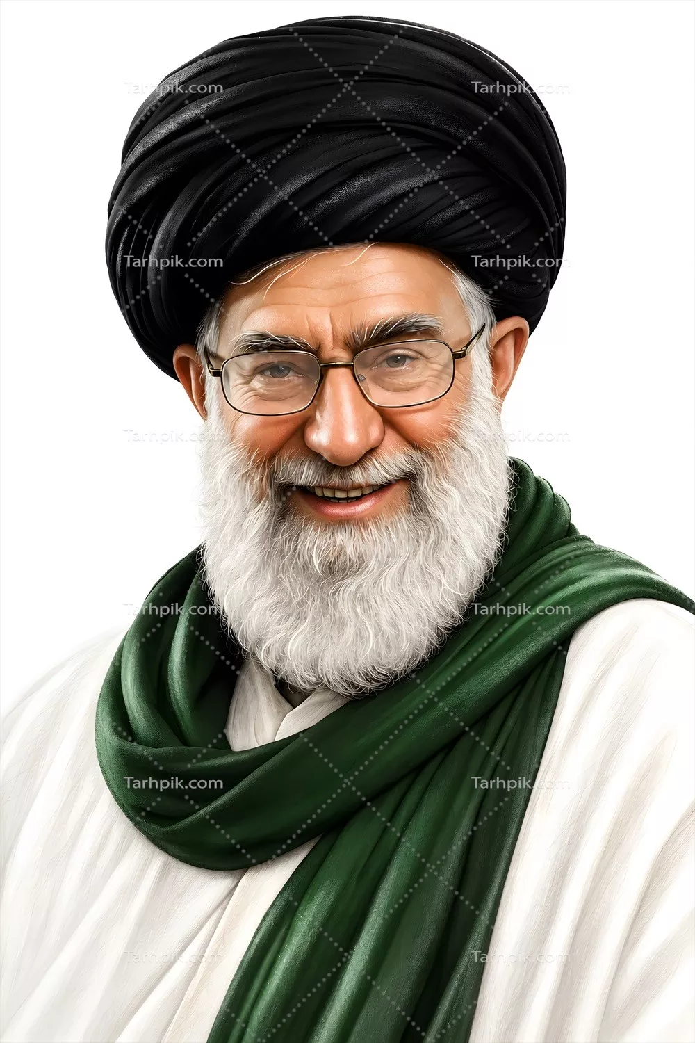 عکس شهید سید علی خامنه‌ای با شال سبز: نمادین و معنوی