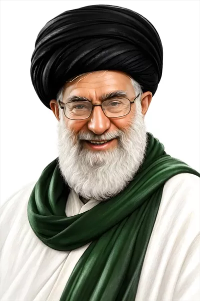 عکس شهید سید علی خامنه‌ای با شال سبز: نمادین و معنوی