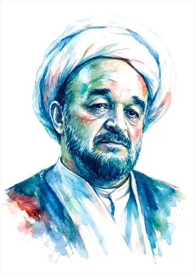 عکس نقاشی گرافیکی علامه جعفری با رنگ های زیبا و طراحی منحصر به فرد