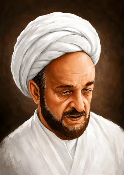 عکس پوستر گرافیکی آیت الله علامه جعفری با رنگ های زیبا