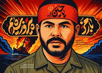 عکس پوستر با رمز یا حسین پیروز شدیم با عکس شهید نادر مهدوی