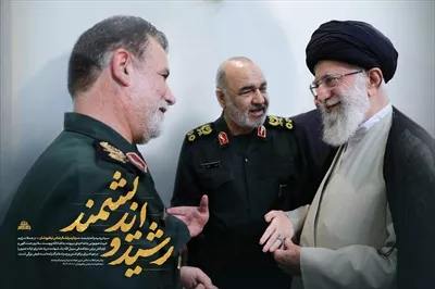 عکس پوستر دیدار شهیدان خامنه ای، سلامی و نیلفروشان با طراحی زیبا