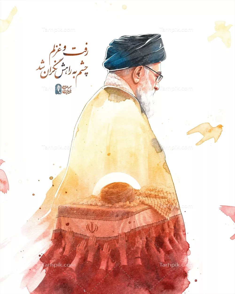 عکس پوستر شهادت مظلومانه رهبر شهید با طراحی خاص و احساسی