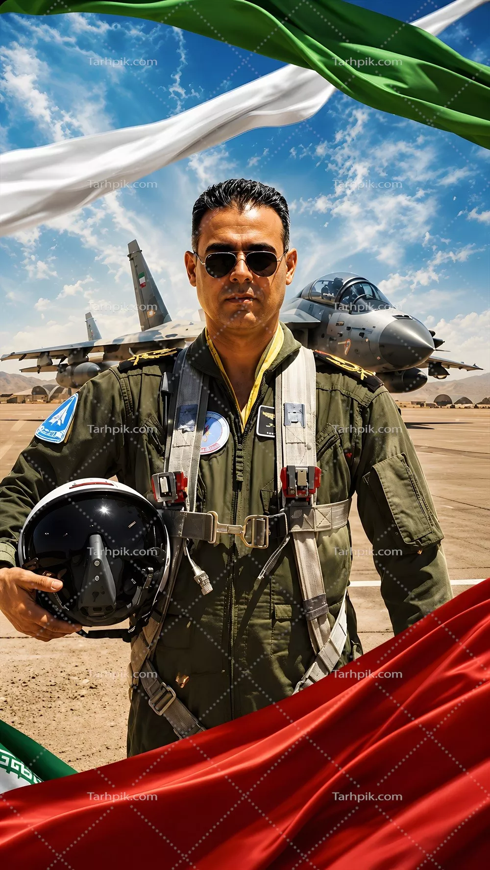 عکس شهید مجید کاظمی کنار جنگنده آماده خدمت - تصویر از شجاعت و فداکاری