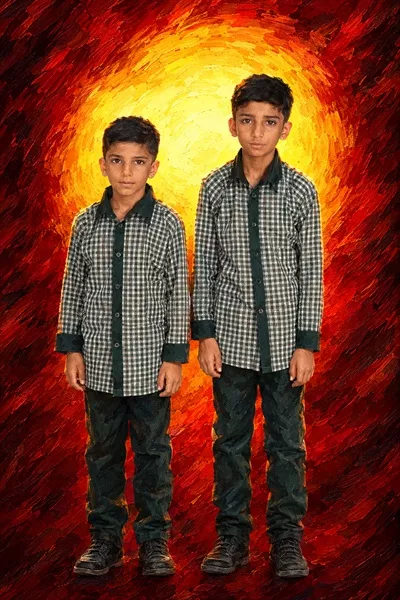 عکس شهید احمدرضا و جواد سرتک زاده، دانش آموزان فداکار مدرسه میناب