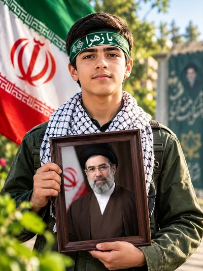 عکس طرح مناسب روز نوجوان و بسیج دانش آموزی با عکس رهبر انقلاب به دست