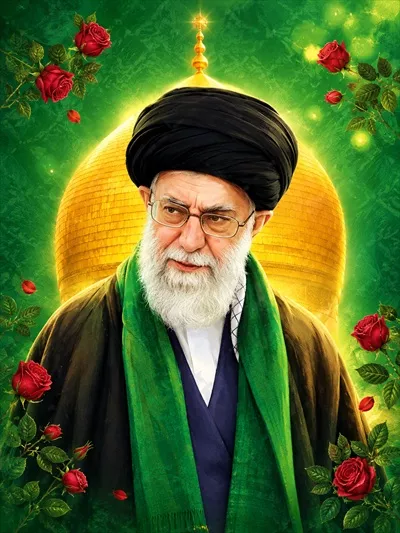تصویر امام سید علی خامنه ای با پس زمینه ضریح