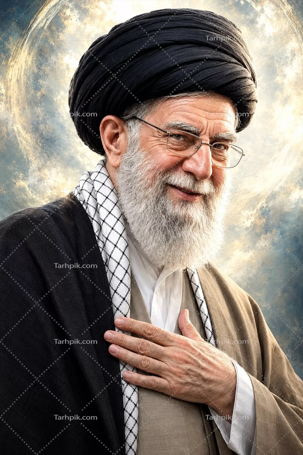 عکس امام سید علی خامنه ای با پس زمینه ماه