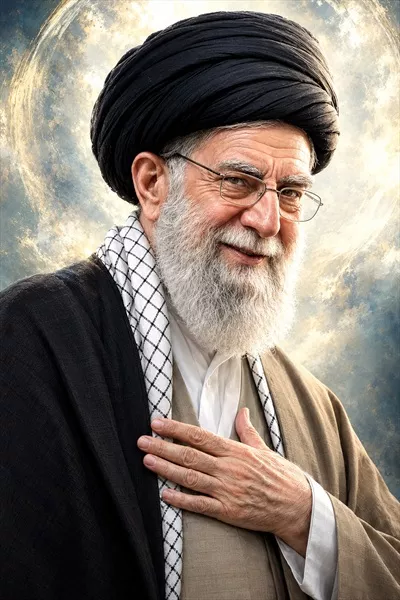 عکس امام سید علی خامنه ای با پس زمینه ماه