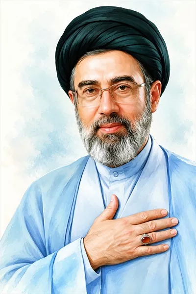 عکس نقاشی شده از سید مجتبی خامنه ای برای هنر دوستان
