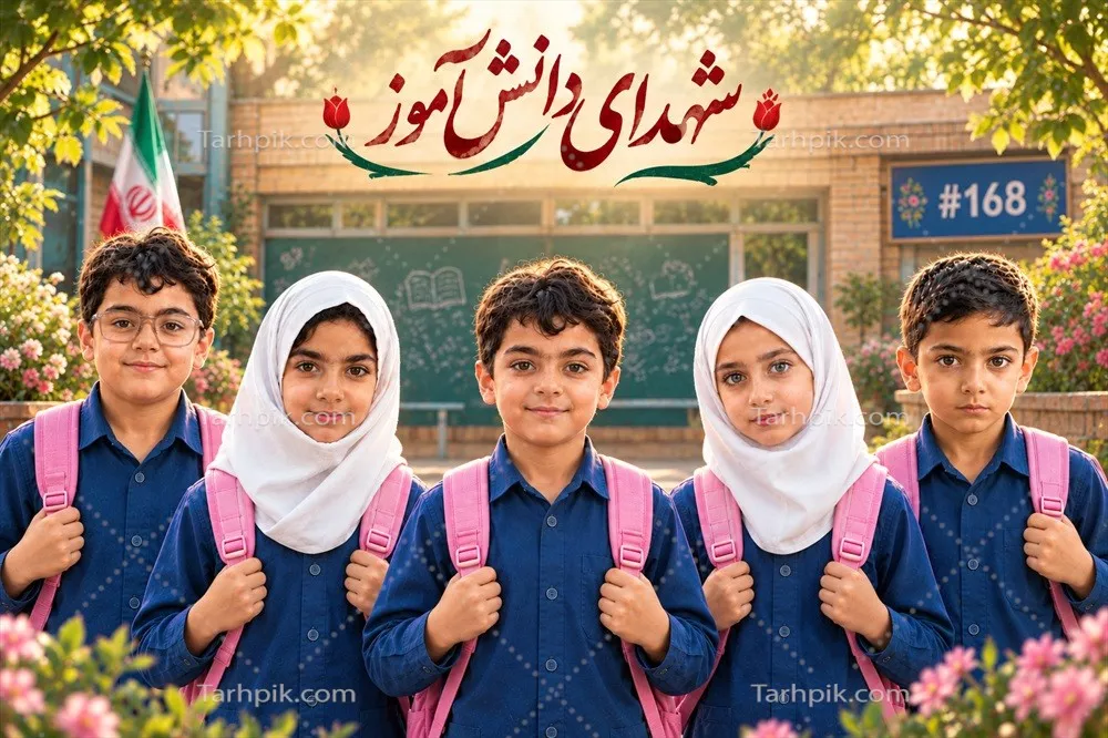 عکس دسته جمعی دانش‌آموزان شهید مدرسه میناب