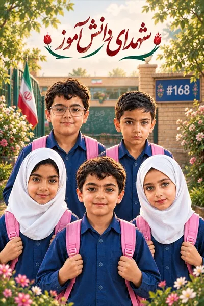 عکس دسته جمعی دانش‌آموزان شهید مدرسه میناب